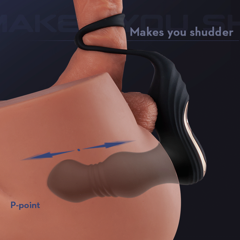 THOR 3-thrusting & 10-vibrating Dual cock rings Prostate Massager