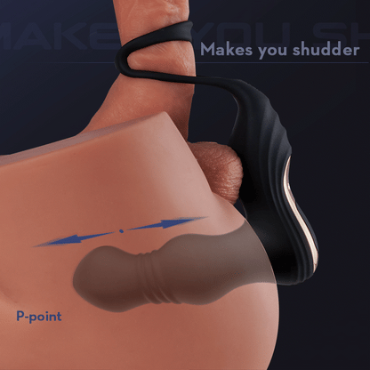 THOR 3-thrusting & 10-vibrating Dual cock rings Prostate Massager