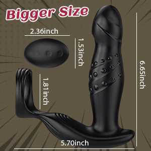 AcmeJoy 360° Rotating and Vibrating Anal Vibrator with Silicone Cock Ring