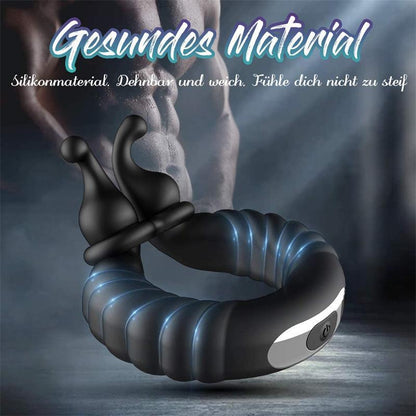 Vibrating Dual Penis Ring, Dildo Vibrator Stretchy Cock Ring Longer Ha