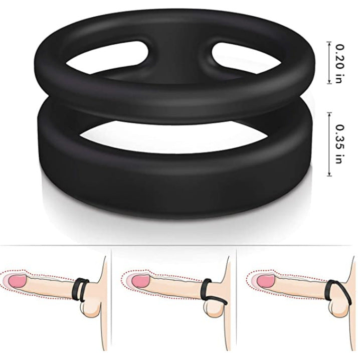 Silicone Dual Penis Ring, Premium Stretchy Erection Cock Ring Erection