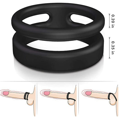 Silicone Dual Penis Ring, Premium Stretchy Erection Cock Ring Erection