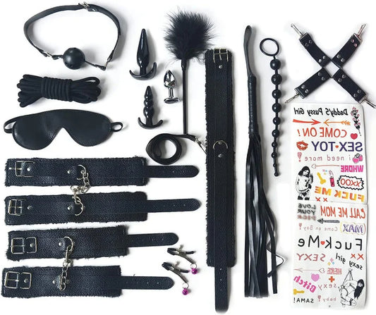 X&Y Life Sex Bondage 15 Pcs BDSM Leather Bondage Sets Restraint Kits Adult Sex Toys for Lovers Naughty Luxury Fetish Fantasy