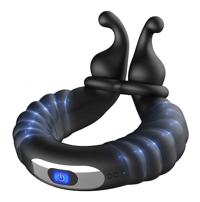 Vibrating Dual Penis Ring, Dildo Vibrator Stretchy Cock Ring Longer Ha