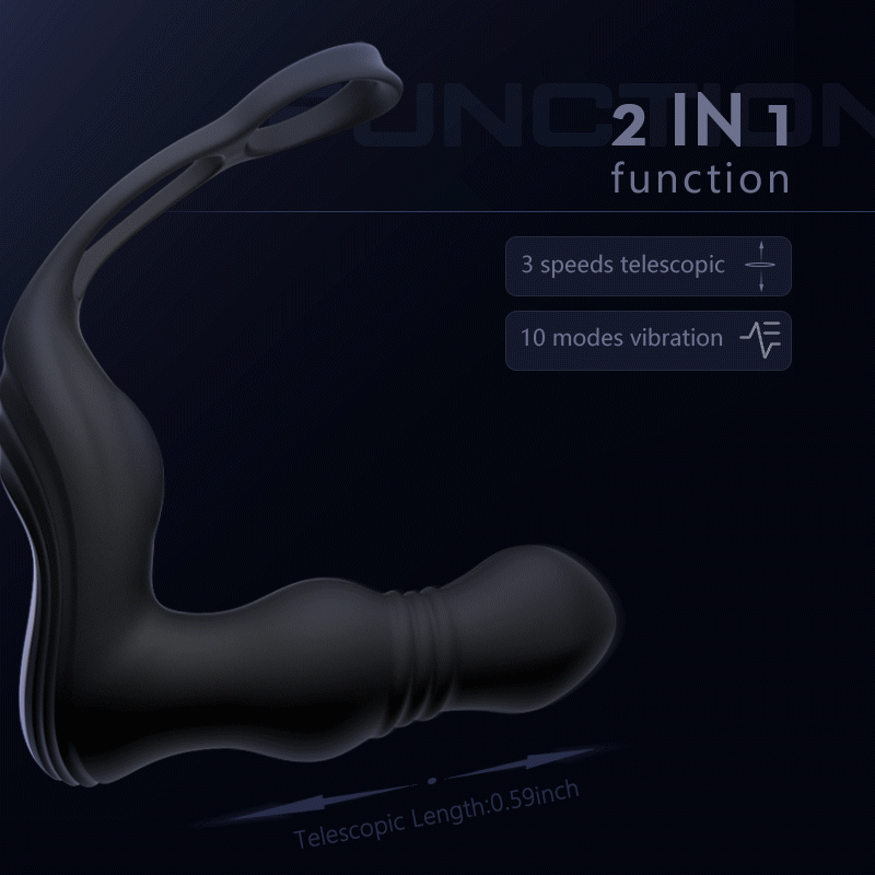 THOR 3-thrusting & 10-vibrating Dual cock rings Prostate Massager