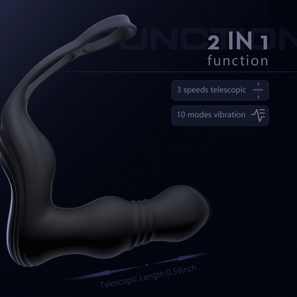 THOR 3-thrusting & 10-vibrating Dual cock rings Prostate Massager