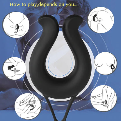 9 MODES VIBRATING COCK RING & ANUL PLUG MASSAGER