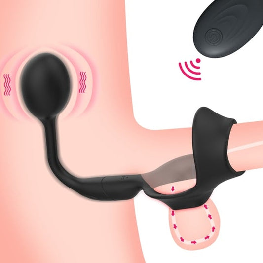 3 In 1 Vibrating Prostate Massager With Cock Ring