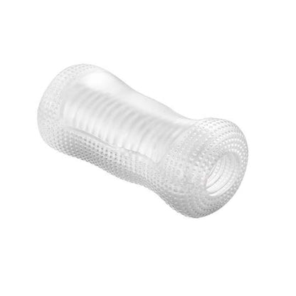 5.6” Clear Tapered Threaded Channel Male Masturbator